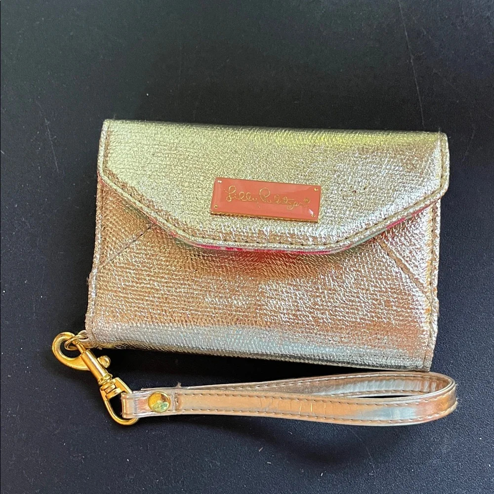 Lilly Pulitzer Shimmering Gold Wristlet phone holder